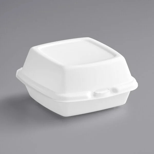 Dart 50HT1 5" x 5" x 3" White Foam Hinged Lid Container - 500/Case
