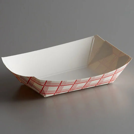 #200 - 2 LB Red & White Printed Food Tray  [1000 Pack]