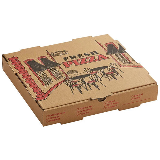 10" x 10"  Kraft B-flute Pizza Box Bulk Pack [50/Case]