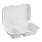 9” X 6” 2 Compartment Biodegradable Clamshells, White [200 Pack]