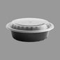 24 oz Round Microwavable Black Containers with Clear Lids [150/Case]