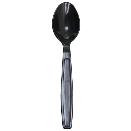 Heavy Weight Plastic Teaspoon Wrapped, Black [1000/CS]