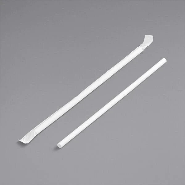 7.75" Wrapped Plastic Jumbo Straws, Clear [12000/Pack]