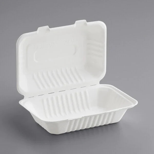 9” X 6” Biodegradable Clamshells, White [200 Pack]