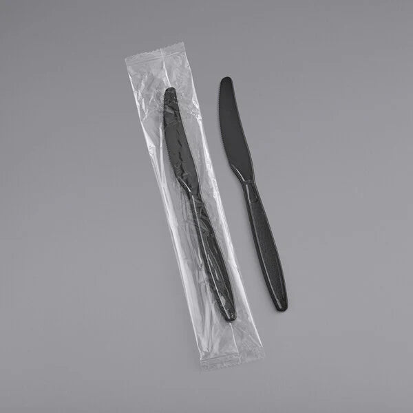 Heavy Weight Plastic Knife Wrapped, Black [1000/CS]