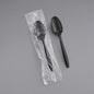 Medium Weight Wrapped Plastic Teaspoon, Black [1000 Pack]