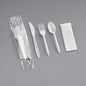 Medium Weight Plastic Meal Kit -Fork, Knife, Spoon & Napkin, White[250/Case]
