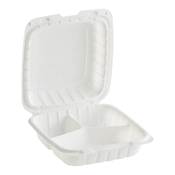 9" X 9"- 3 CP Mineral-Filled Plastic Hinged Container [150 Pack]