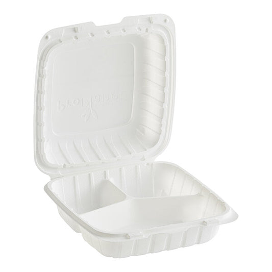 9" X 9"- 3 CP Mineral-Filled Plastic Hinged Container [150 Pack]