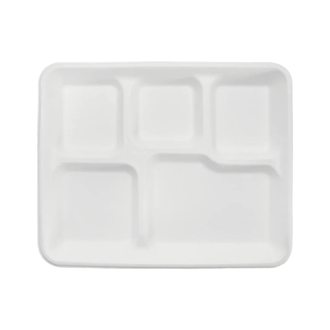 Karat 5 Compartment Biodegradable School Meal Tray [400/Case]