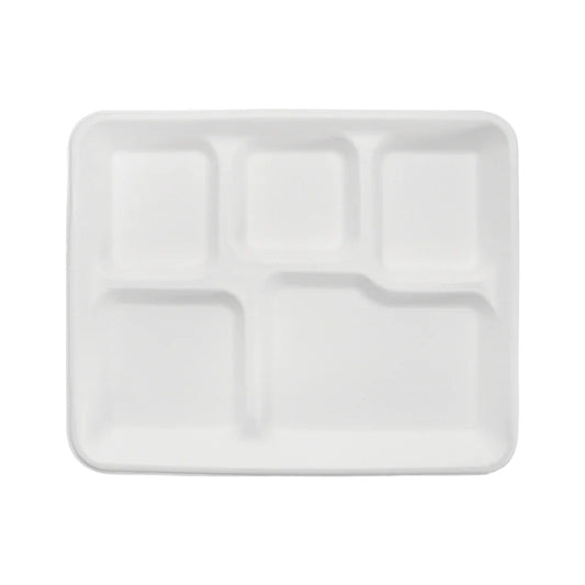 Karat 5 Compartment Biodegradable School Meal Tray [400/Case]